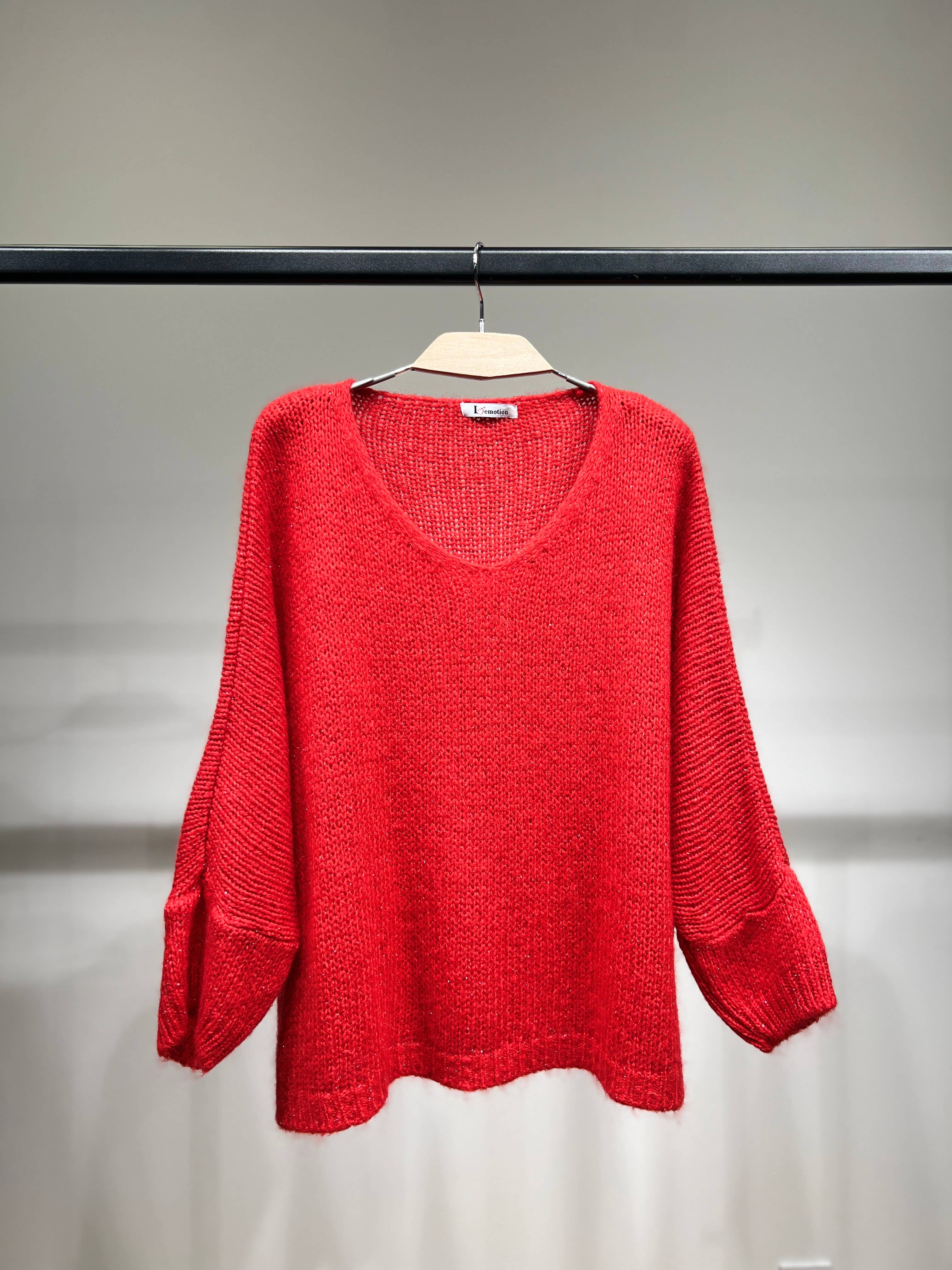 L'Emotion – Pulôver - Mulher por atacado – Suéter de malha larga com manga longa em lurex 60% mohair/lã virgem6