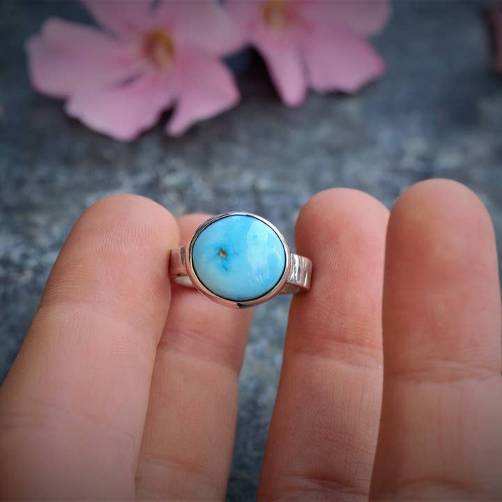 Anel T52 em prata esterlina com turquesa por atacado de RoxyLab