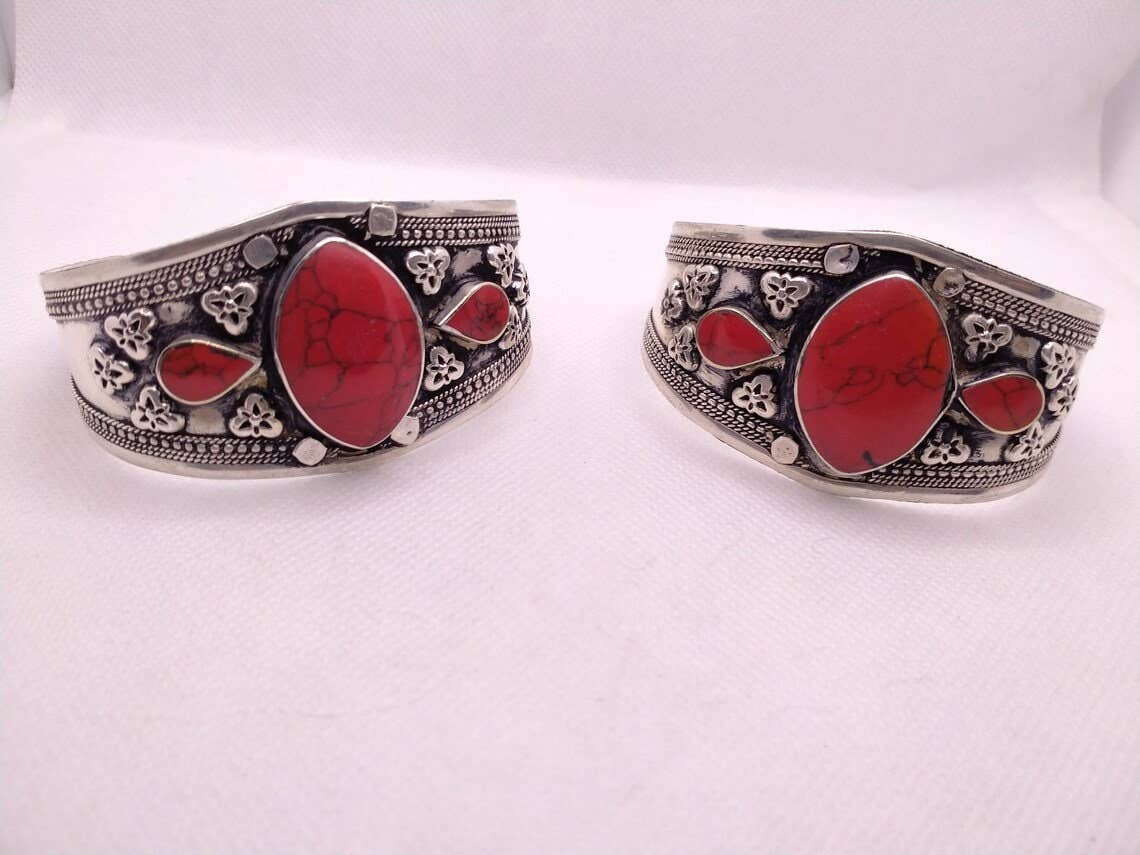 vintarust - Wholesale Cuff Bracelet - Afghan Stones Cuff Bracelet, Tribal Kuchi Cuff, Boho Cuff3