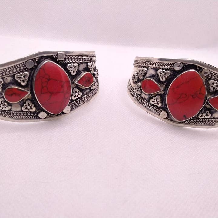 vintarust - Wholesale Cuff Bracelet - Afghan Stones Cuff Bracelet, Tribal Kuchi Cuff, Boho Cuff3