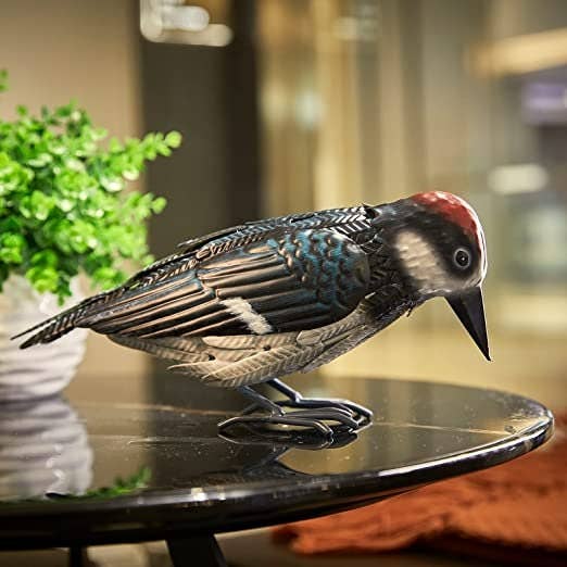 The Wine Savant /  Khen Glassware - Wholesale Sculpture - Metal Woodpecker Bird Figurine 7" Lawn Decor 9