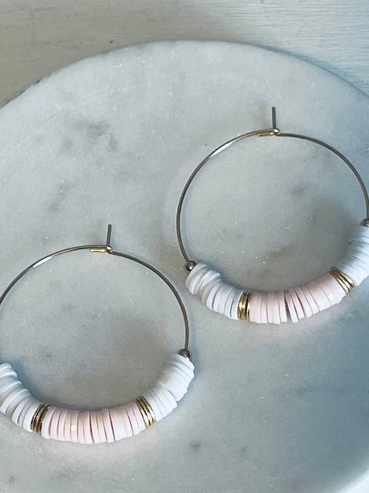 Aros Heishi rosa de playa para venta al por mayor de Inspiration Beads