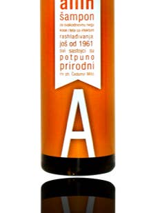 Shampoing Allin à l'orange pour la vente par Allin 1961.