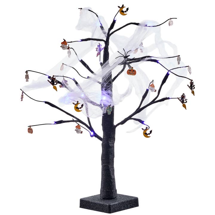 2FT Black Halloween Tree Glitter Purple USB/Batt Powered for wholesale by The Twiddlers