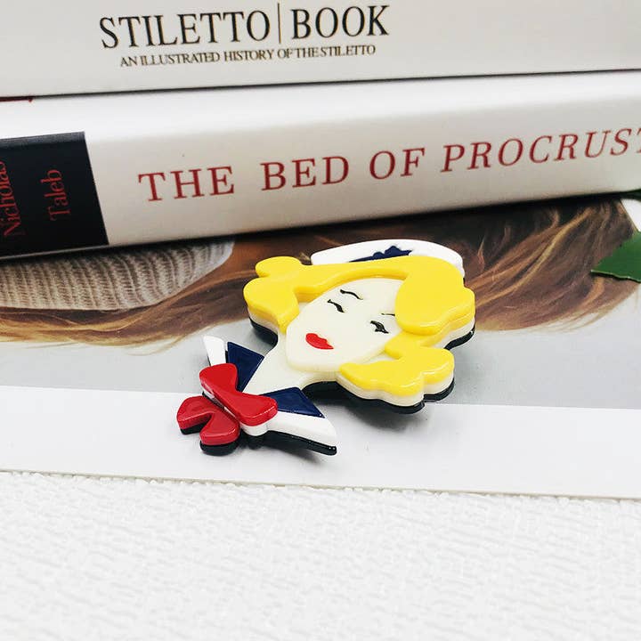 Yellow Monroe Acrylic Brooch PA4080 for wholesale on Faire1