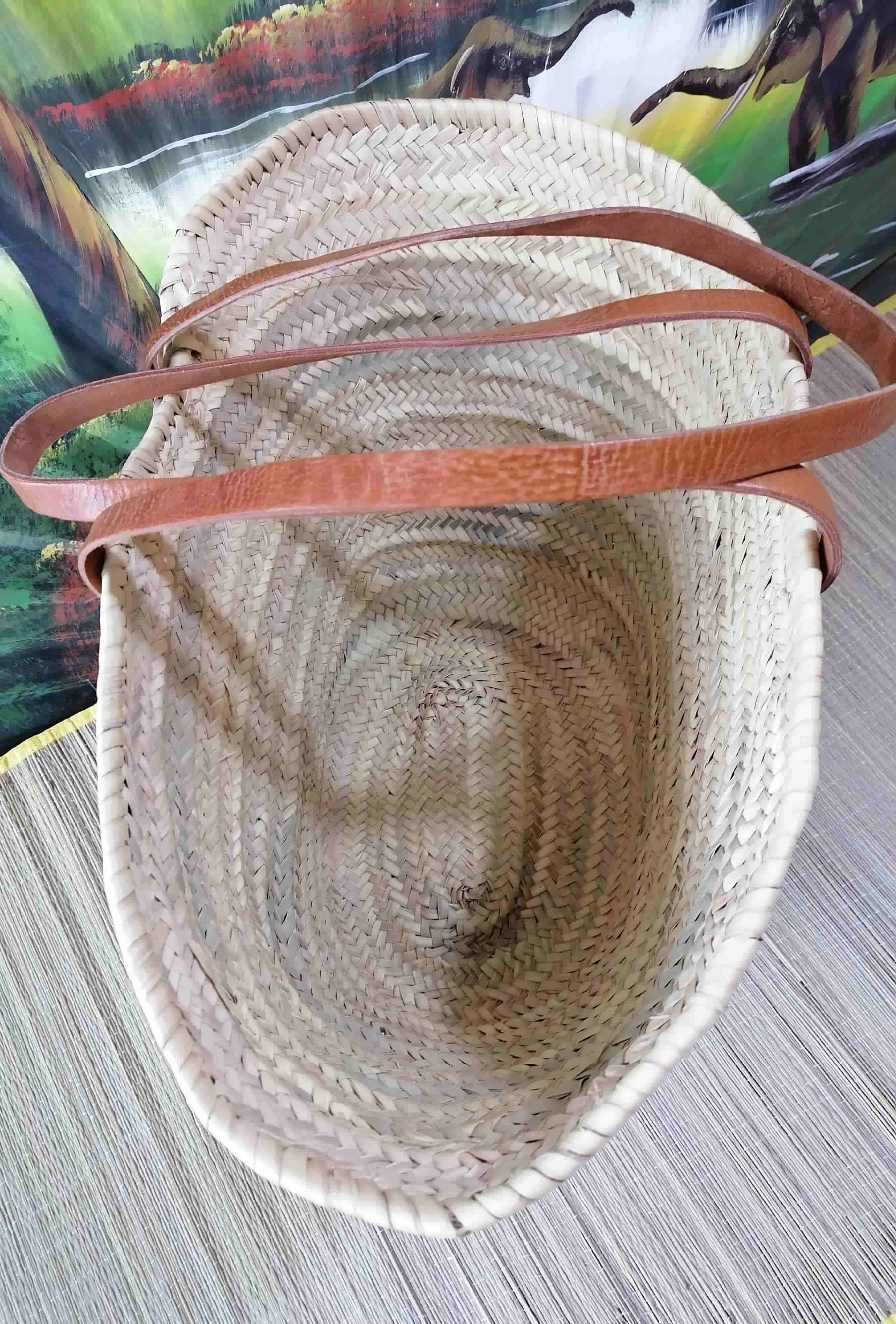 Boutique Huléti - Wholesale Beach Bag - Leather Long Handles Bag - Basket - Tote Basket - Cradle - Bassinet - Markets - Shopping - Beach - Beach - Wicker - Rattan - Natural Palm Tree4
