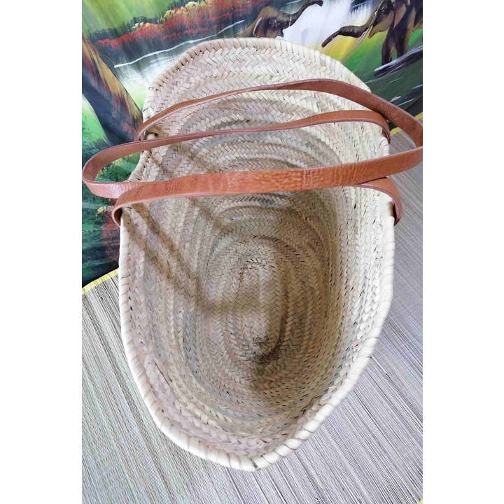 Boutique Huléti - Wholesale Beach Bag - Leather Long Handles Bag - Basket - Tote Basket - Cradle - Bassinet - Markets - Shopping - Beach - Beach - Wicker - Rattan - Natural Palm Tree4