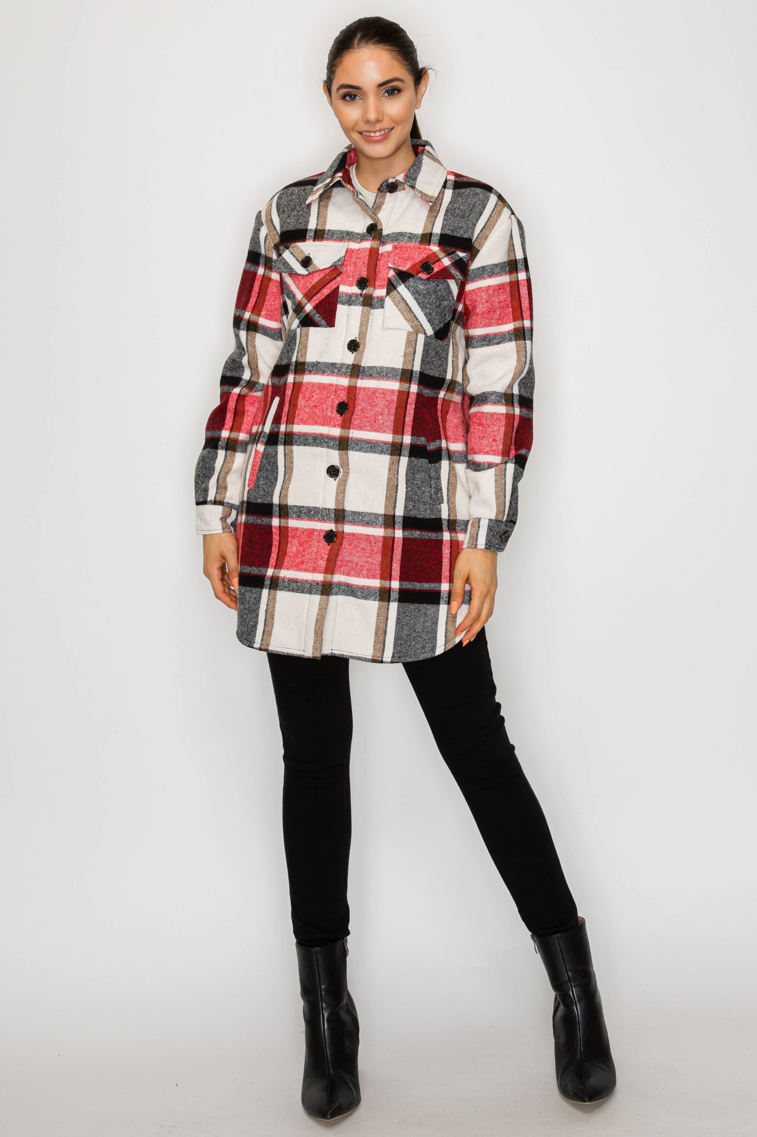 PATRONCITO USA INTERNATIONAL, INC - Wholesale Shirt Jacket/Shacket - Women's - Women Plaid Long Button Shirts Jackets (Shakets) LJ450-202548