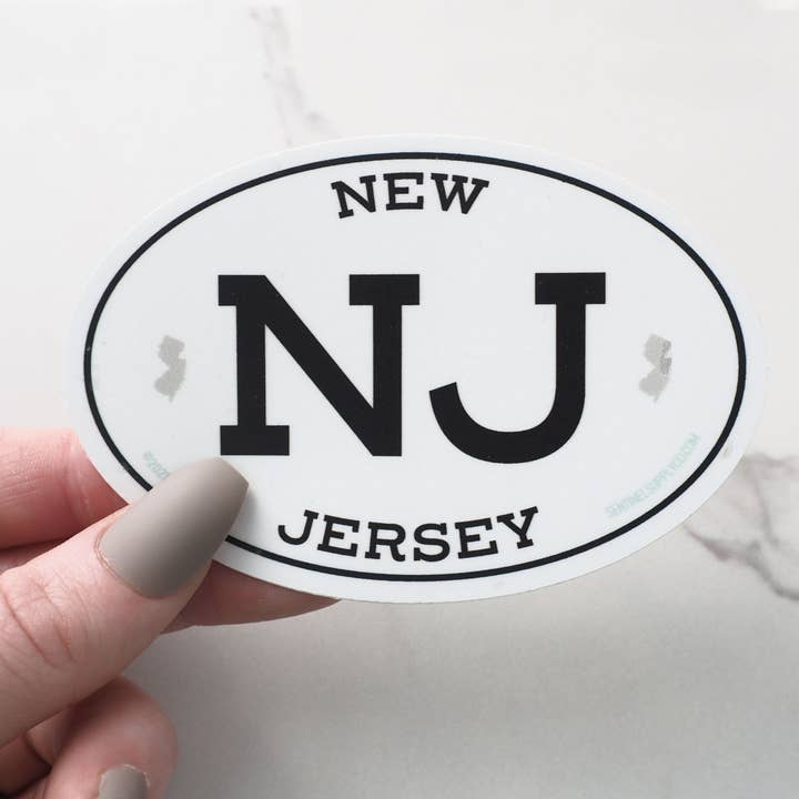 Sentinel Supply - Wholesale Sticker - White Oval New Jersey Bumper Stickers - 3" & 4" NJ Decals7