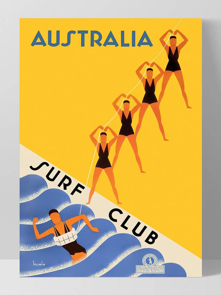 Australien Surfklubb Affisch. Sellheim Remastrad Affischtryck för wholesale av PRINT AND PROPER