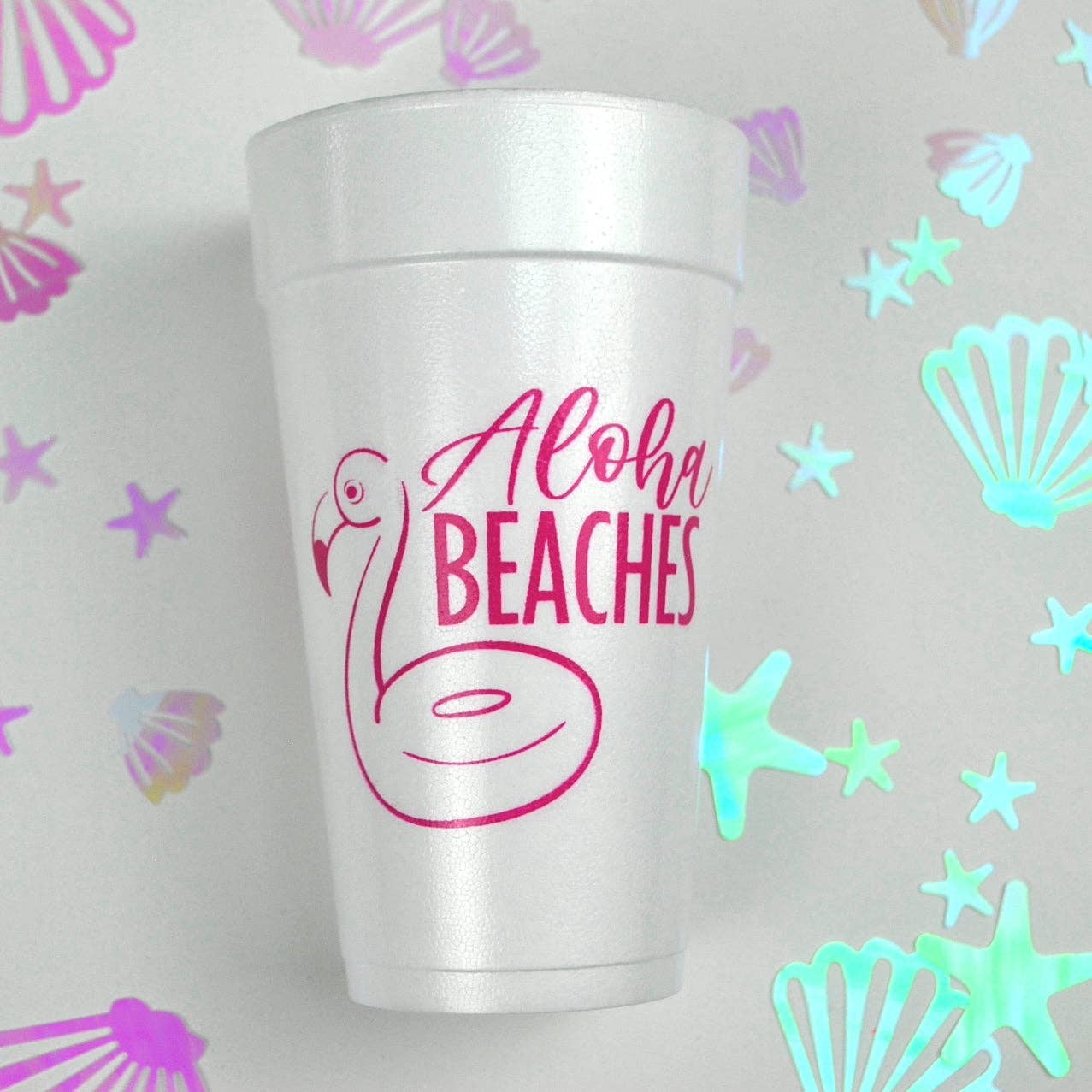 Gatherings by Curated Paperie - Wholesale Disposable Cup - Aloha Beaches Tropical 20oz. Foam Cups | 10 pack1