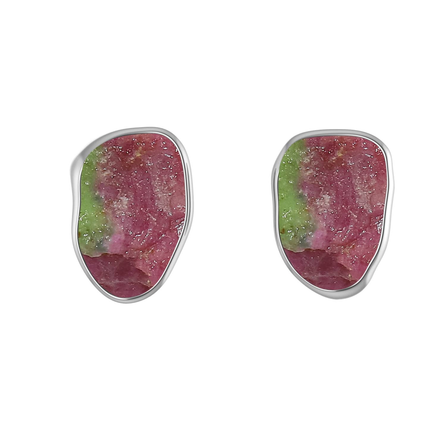 Nature Crafts – wholesale Solitärörhängen – Naturliga grova Ruby Zoisite Stud örhängen i Sterling Silver2