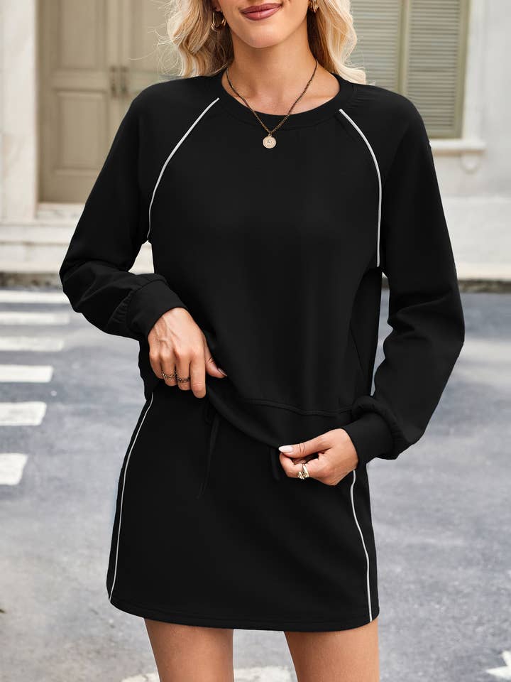 HIDDENBRAND - Wholesale Top & Skirt Set - Women's - Athleisure Long-Sleeved Top And Tennis Skirt Set4