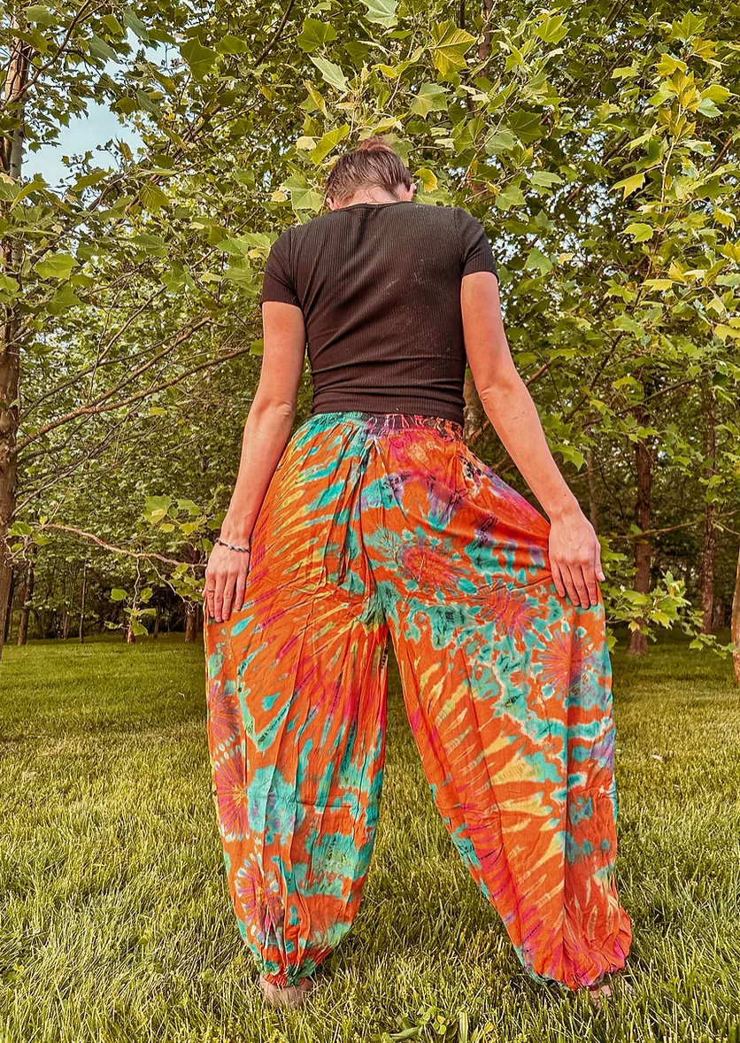 Gardenbelle Shop - Wholesale Pants - Women's - Flowy Hippie Tie Dye Pants Earthy + Colorful Baggy Yoga Pant1
