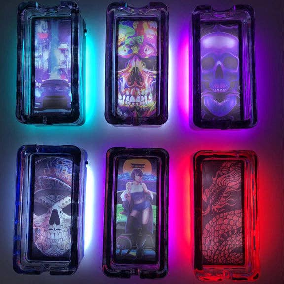 Novelty Closeout - Wholesale Ashtray - Smokezilla Underglow Light Up Ashtray Assortment- 6/Pack1