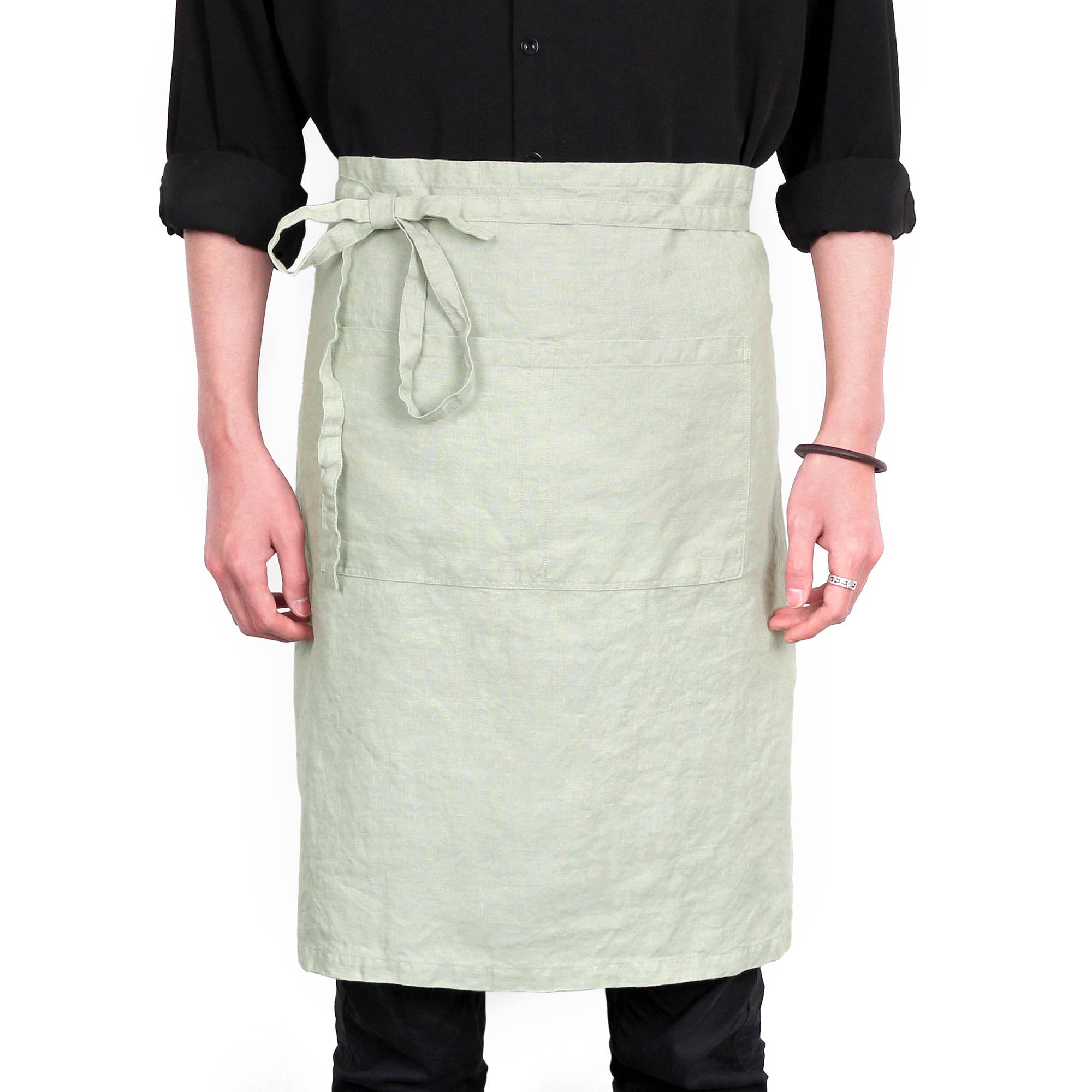 Triton Linen - Vente Tabliers - Tablier Bistro en Lin avec Poches 25 x 35 Pouces - Sauge0