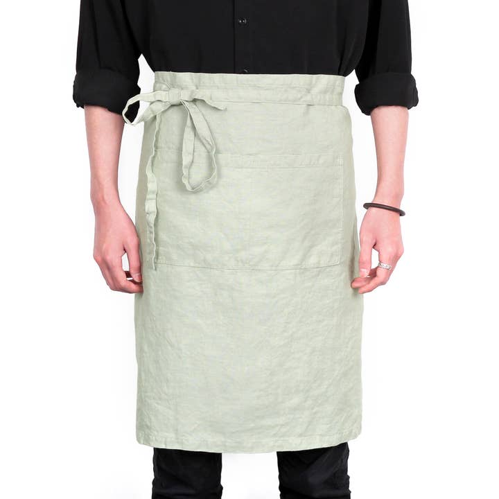 Linned Bistro Halvforklæde med Lommer 25 x 35 Tommer - Salvie for engroshandel hos Triton Linen