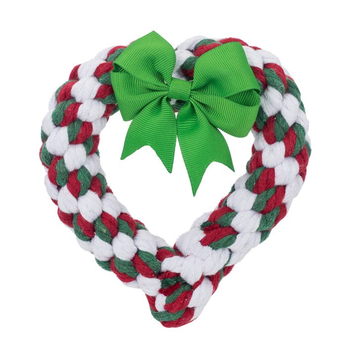 Holiday Heart Rope Toy (One Size) for wholesale by Jax & Bones