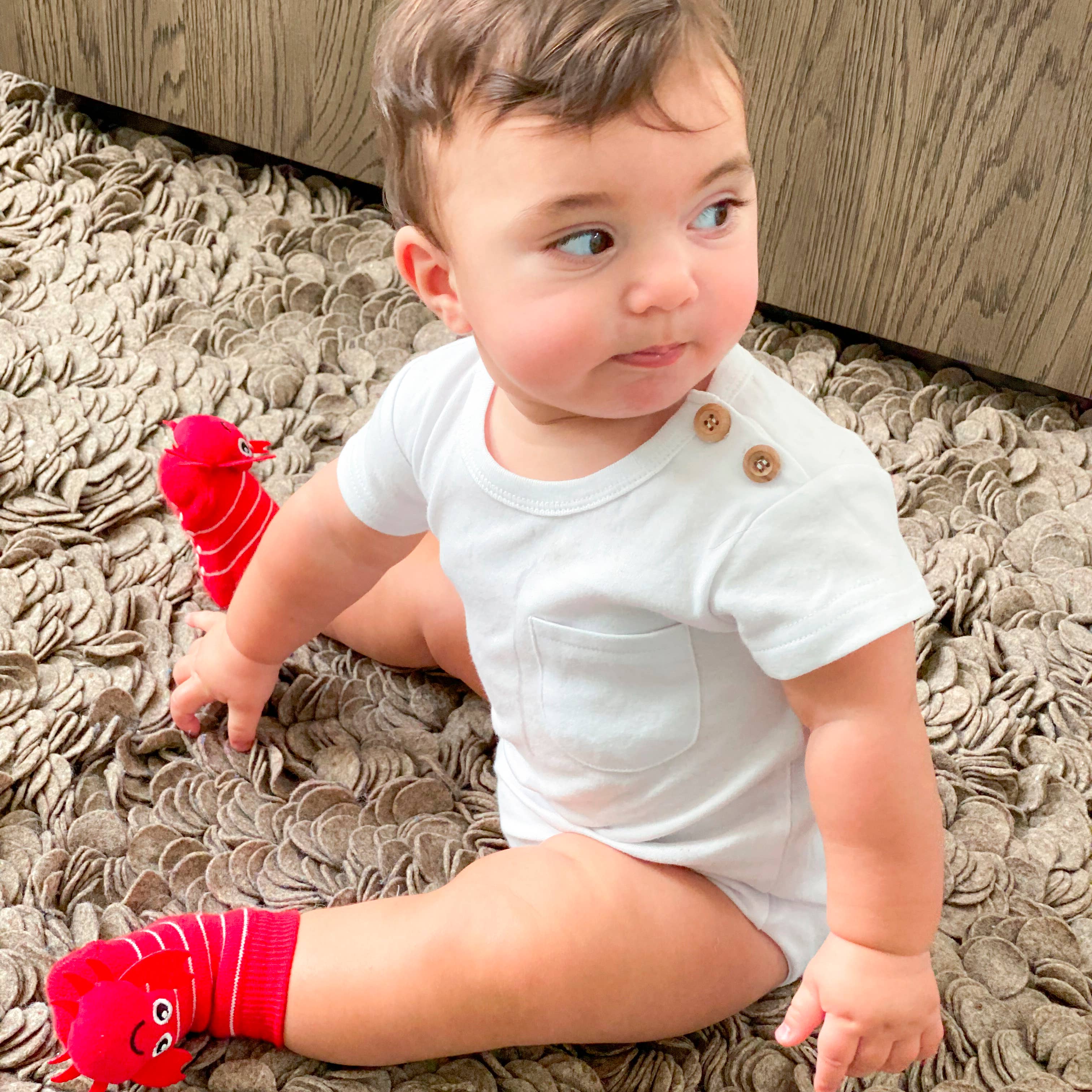 Boogie Toes – Großhandel Socken – Kind & Baby – Red Crabby Crab Boogie Toes Rassel Socken2