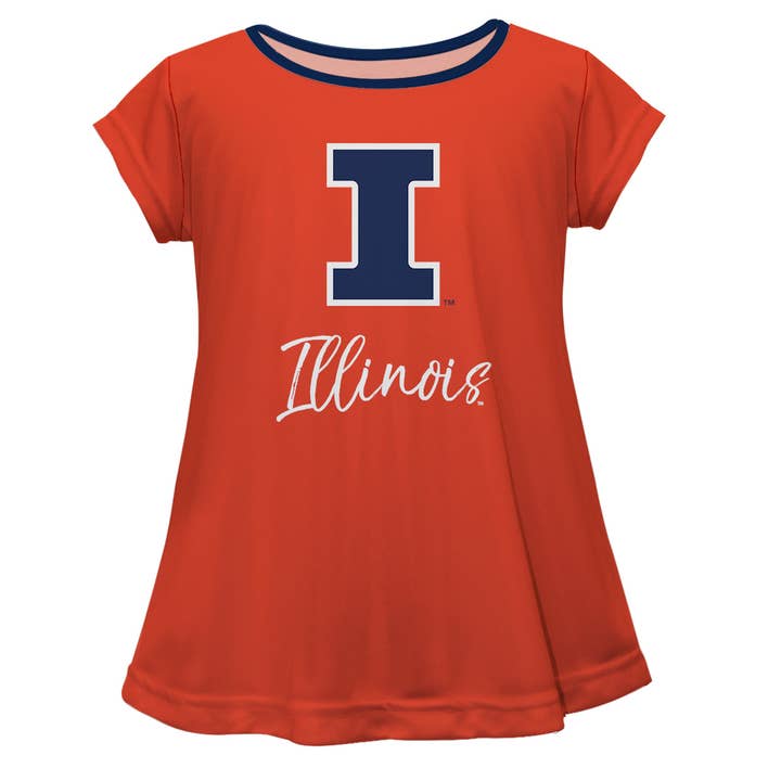 Illinois Fighting Illini Orange Top with School Logo & Name for wholesale by Vive La Fete