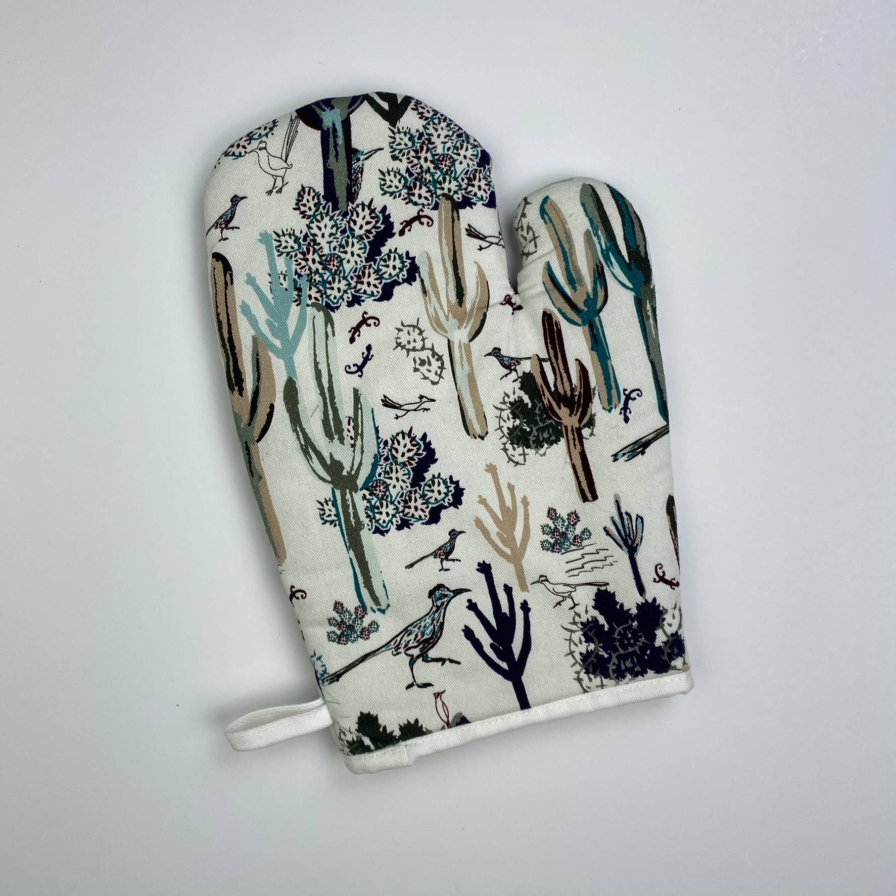Cher the Fire - Wholesale Oven Mitt/Pot Holder - Cotton Oven Mitt - Southwest Roadrunner Saguaros -Cool SW2