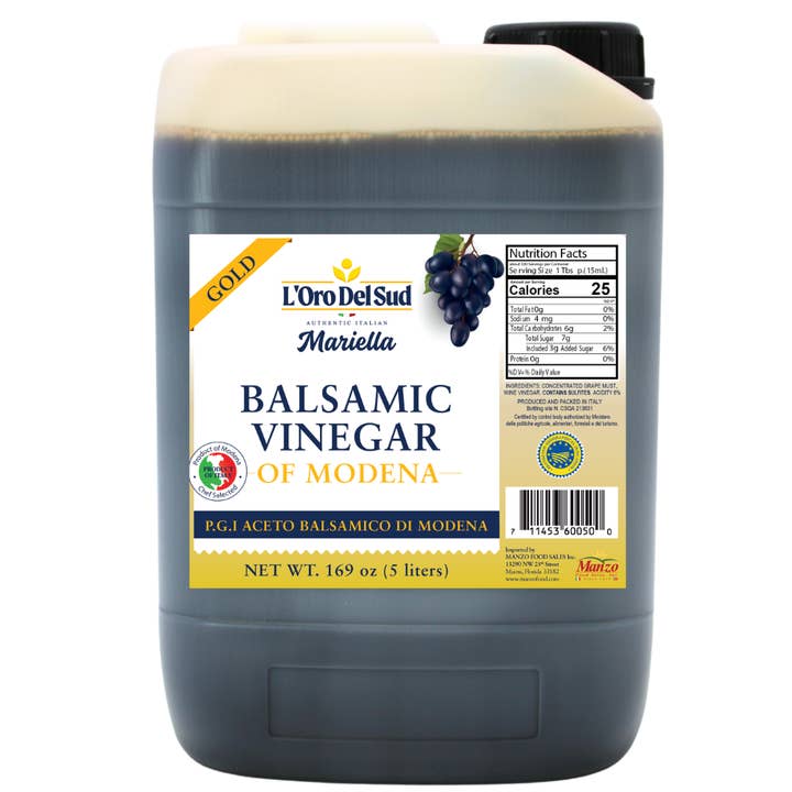 L'Oro Del Sud, "Gold Label" 8 year Aged Balsamic Vinegar of Modena, IGP Certified, 5 liters (169 fl oz), Ultra Premium for wholesale by Wholesale Italian Food