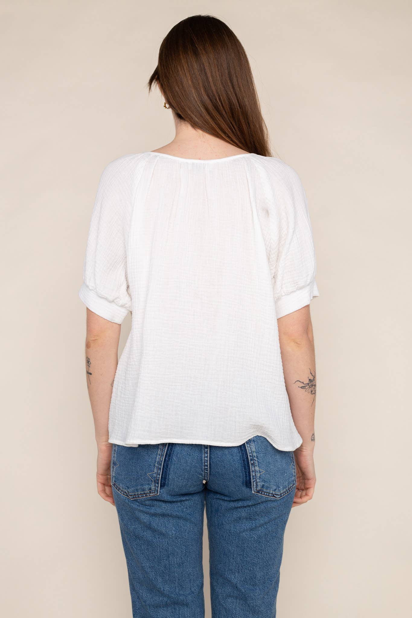 Ivory Tana Cotton Gauze Button-Down Top for wholesale on Faire2