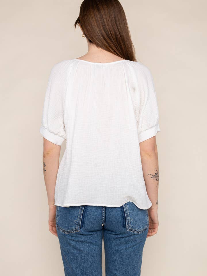 Ivory Tana Cotton Gauze Button-Down Top for wholesale on Faire2