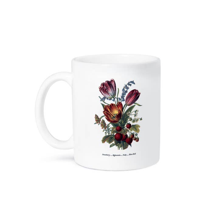 3dRose - Wholesale Coffee Mug - 3dRose, Vintage Flowers Strawberry Mignonette Tulip Blue Bells, Mug8