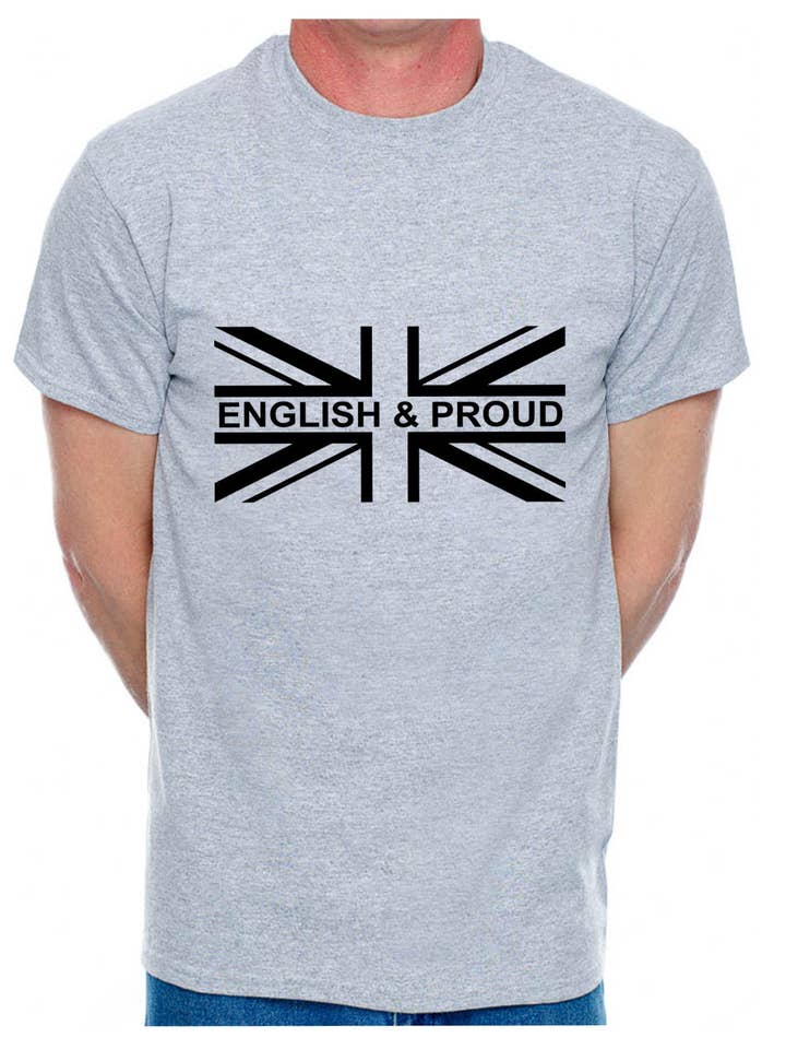 Print4U - Vendita all'ingrosso Maglietta serigrafata - Uomo - T-shirt da uomo personalizzata Union Jack English & Proud Country of Your Choosing1
