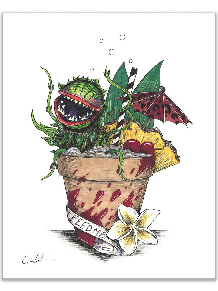 Hallowtiki Little Shop of Horrors Audrey Fine Art Print for wholesale by Carrie Anne Hudson Art