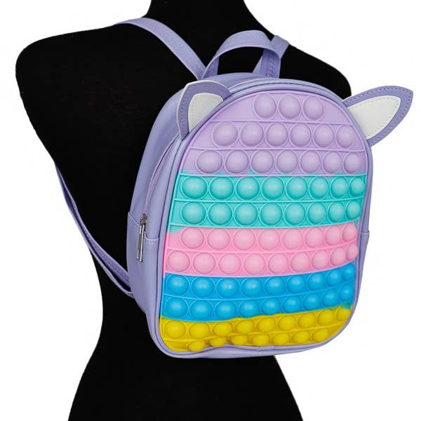 Cap Zone - Wholesale Backpack - Women's - Cat Ear Silicone Zippered Faux Leather Backpack1