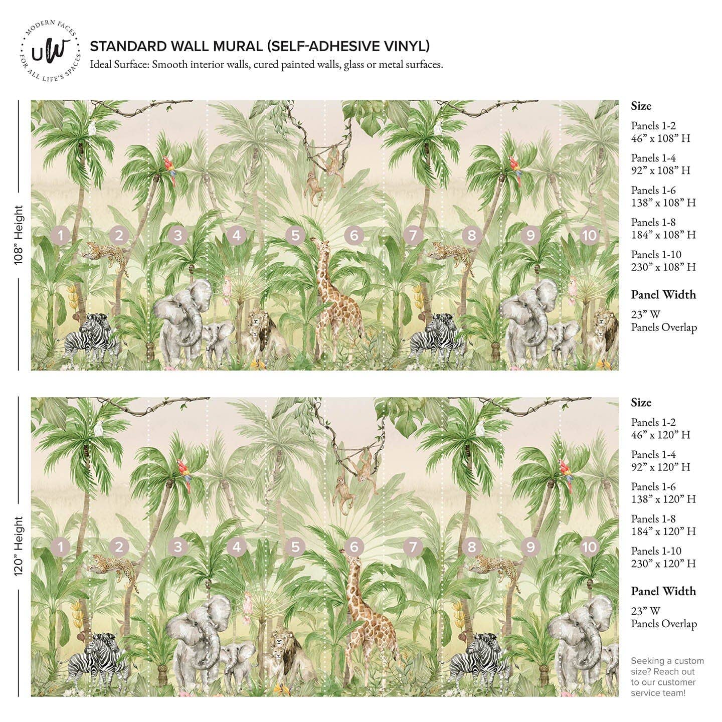 Green Jungle Animal Wall Mural for wholesale on Faire0