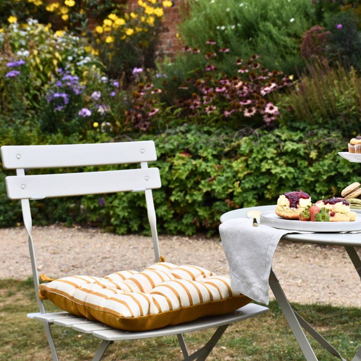 Cojín de Asiento para Exterior Tejido a Rayas Ocre para venta al por mayor de Hines of Oxford