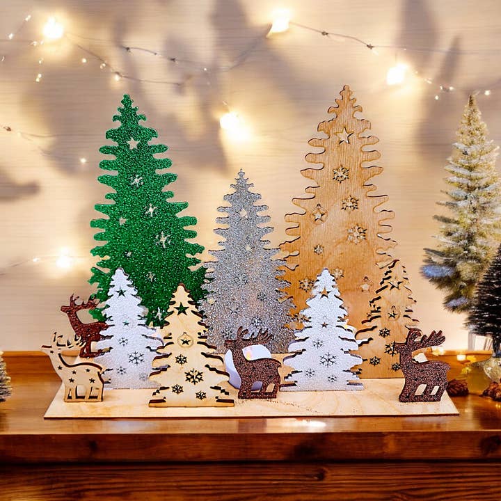 Photophore - Décoration de Noël - Forêt Enchantée pour la vente par BoisMagique