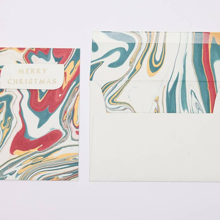 Paper Mirchi - Wholesale Christmas Card - Hand Marbled Greeting Card - Free Spirit Festive Mix5