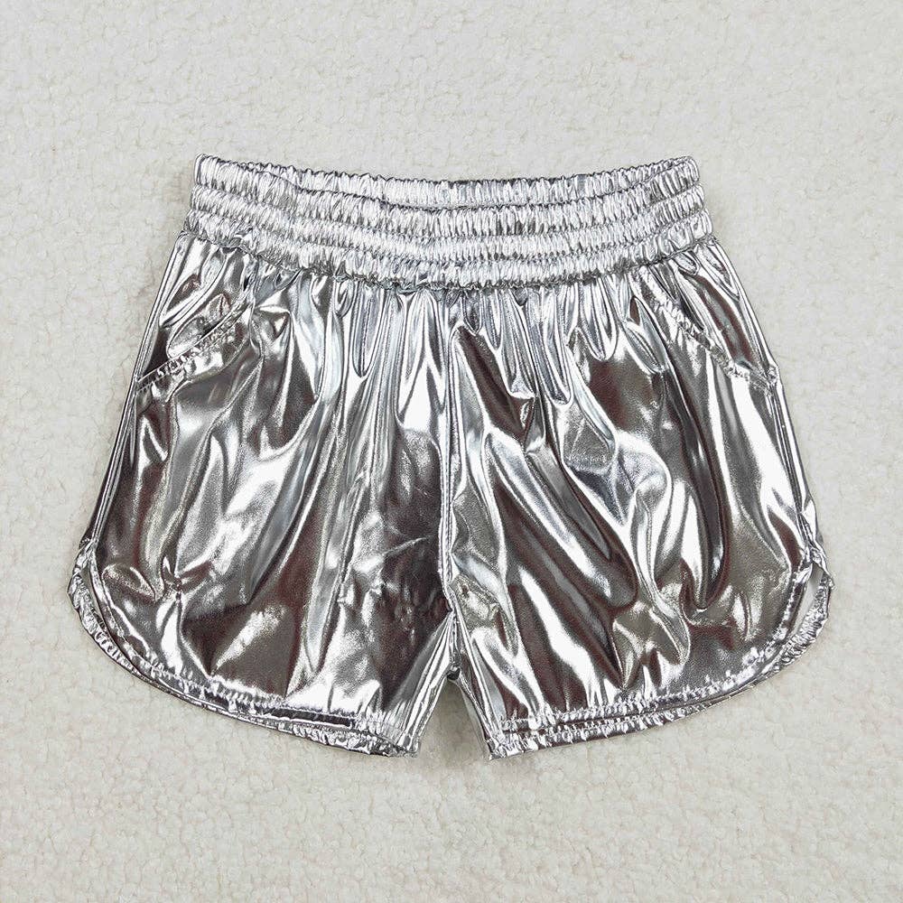 Aier Wholesale - Vente Short – enfant - 8 couleurs shorts en cuir métallisé élastique avec poches pour bébés filles et sœurs5