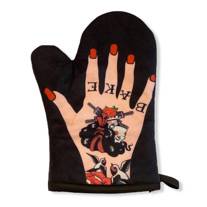 Womens Tattoo Hand Oven Mitt Cool Graphic Pot Holder for wholesale by Crazy Dog T-Shirts