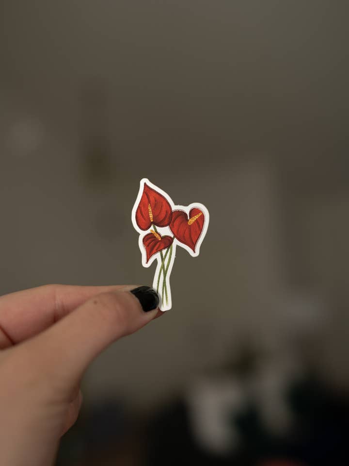 Mini Autocolante Antúrio Vermelho Resistente à Água por atacado de Beah Tolentino