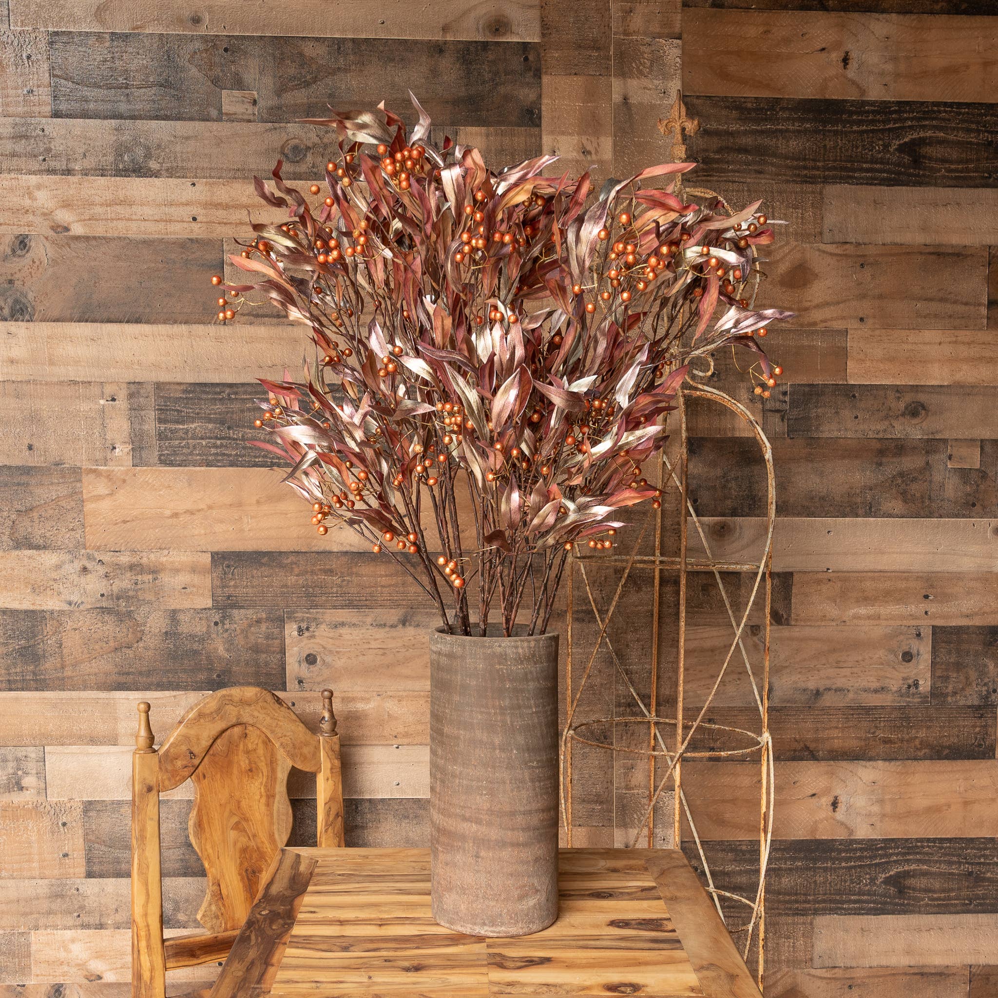 Mills Floral Company – wholesale Artificial plant – Ombre Berry Spray - Brown And Gold - 34 Inch1