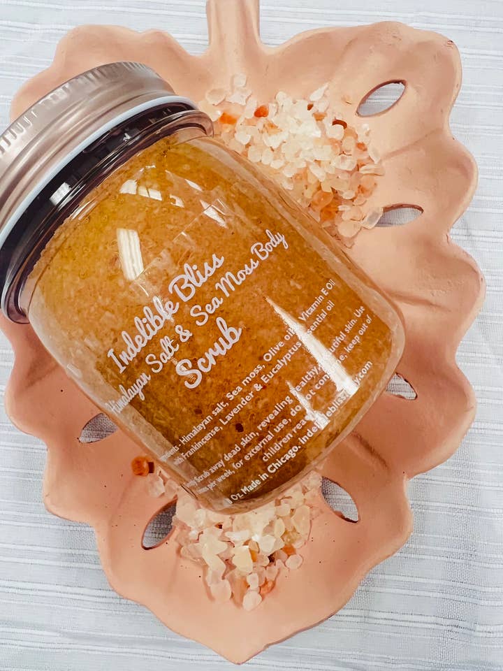 HIMALAYA SALT & HAVMOS ANSIGT & BODY SCRUB, ØKOLOGISK. for engroshandel hos Indelible Bliss Candles, Soaps & more