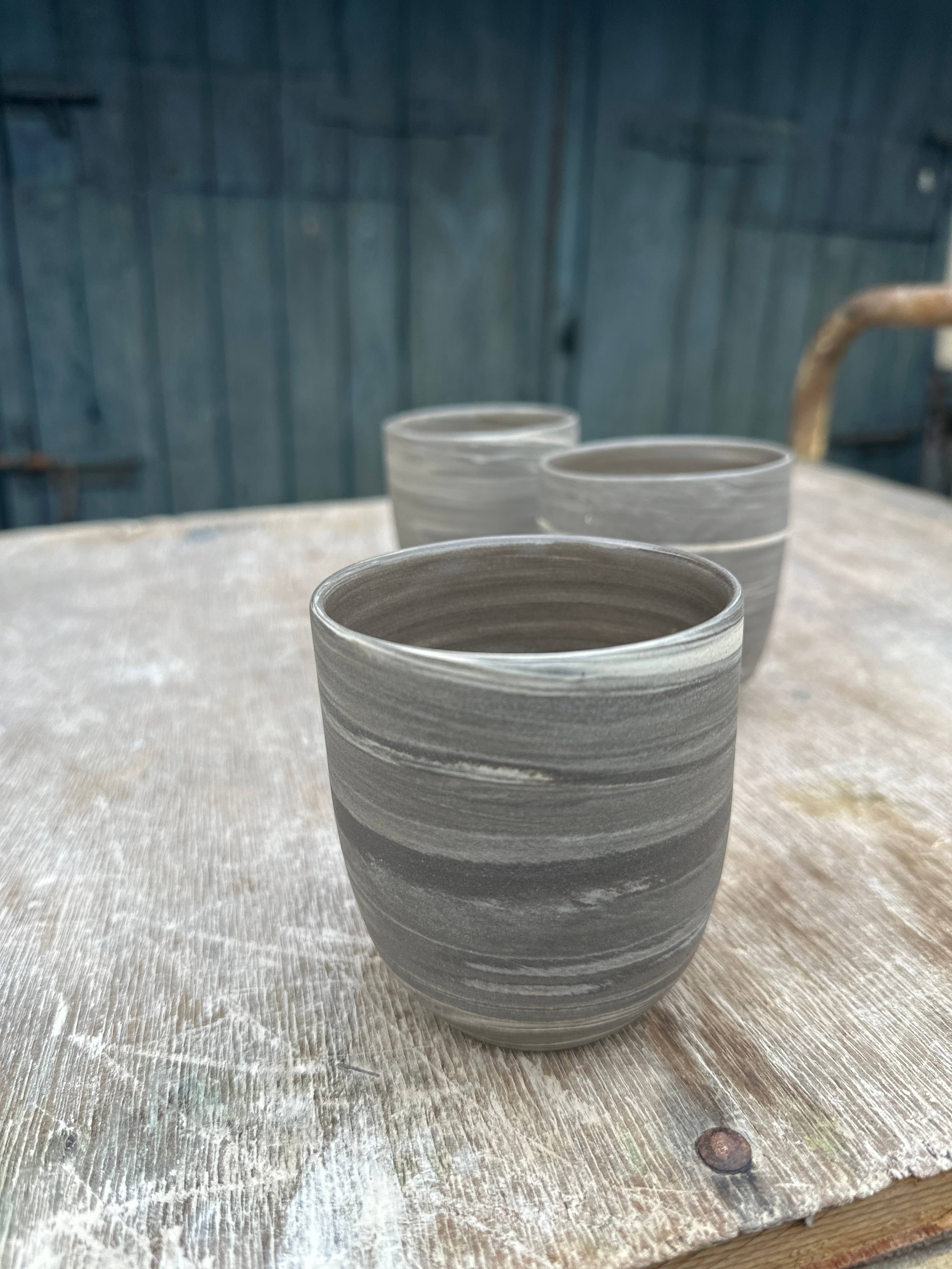 Noot ~Swart - Wholesale Coffee/Tea Cup - Cafe Lungo cups no handle //Fine Marble // Off white + Slate4