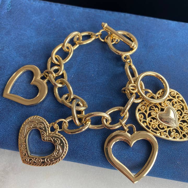 LAST 1! Gold Multi-Heart Bracelet for wholesale by KAGI