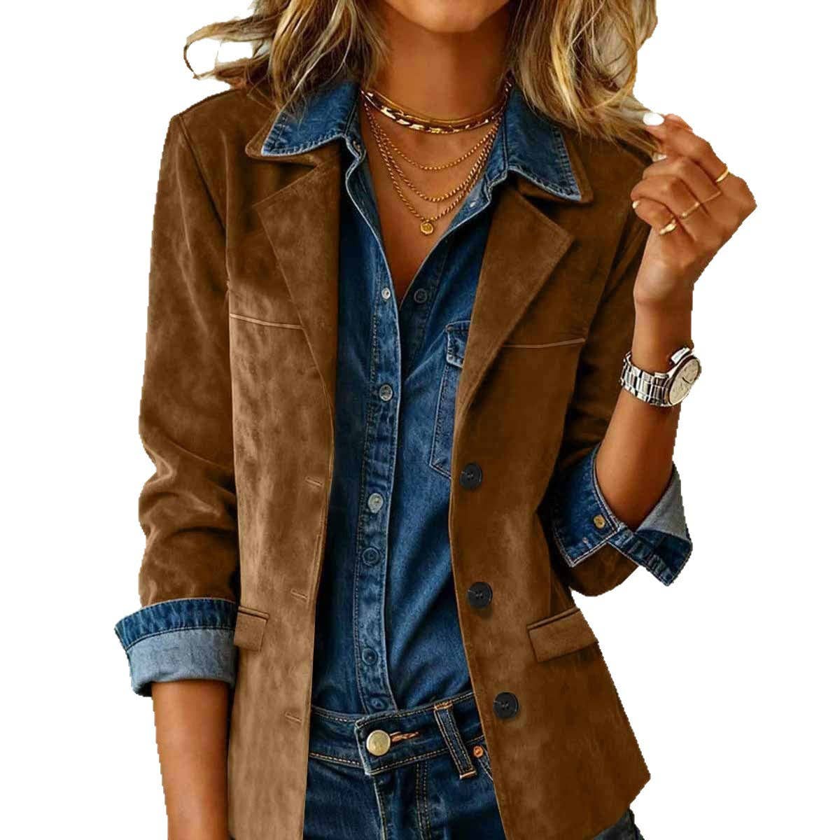 EmberLoom - Wholesale Jacket - Women's - Western Style Faux Suede Motorcycle Jacket1