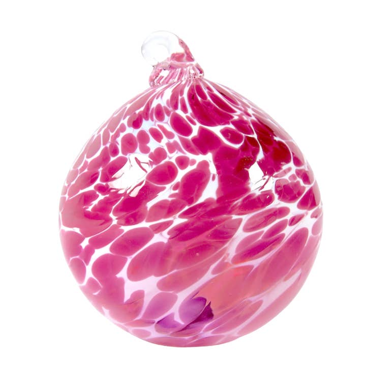 Handblown Pink and White Bauble for wholesale by Domenica Marland