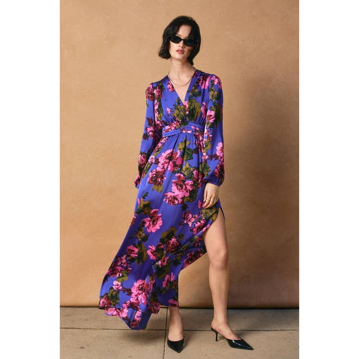 MIDNIGHT FLORAL Mesmerizing Essence Pleated Waist Maxi Dress for wholesale on Faire3