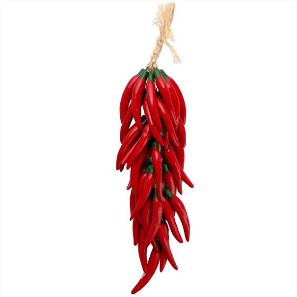 Pepper Ristra Ceramic 18" Red Strand Cayenne Chilies Classic for wholesale by Sanyork Fair Trade