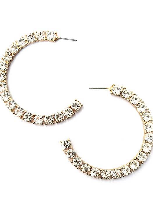 ( H526 ) CRYSTAL HOOP EARRING for wholesale by Jewelry Max