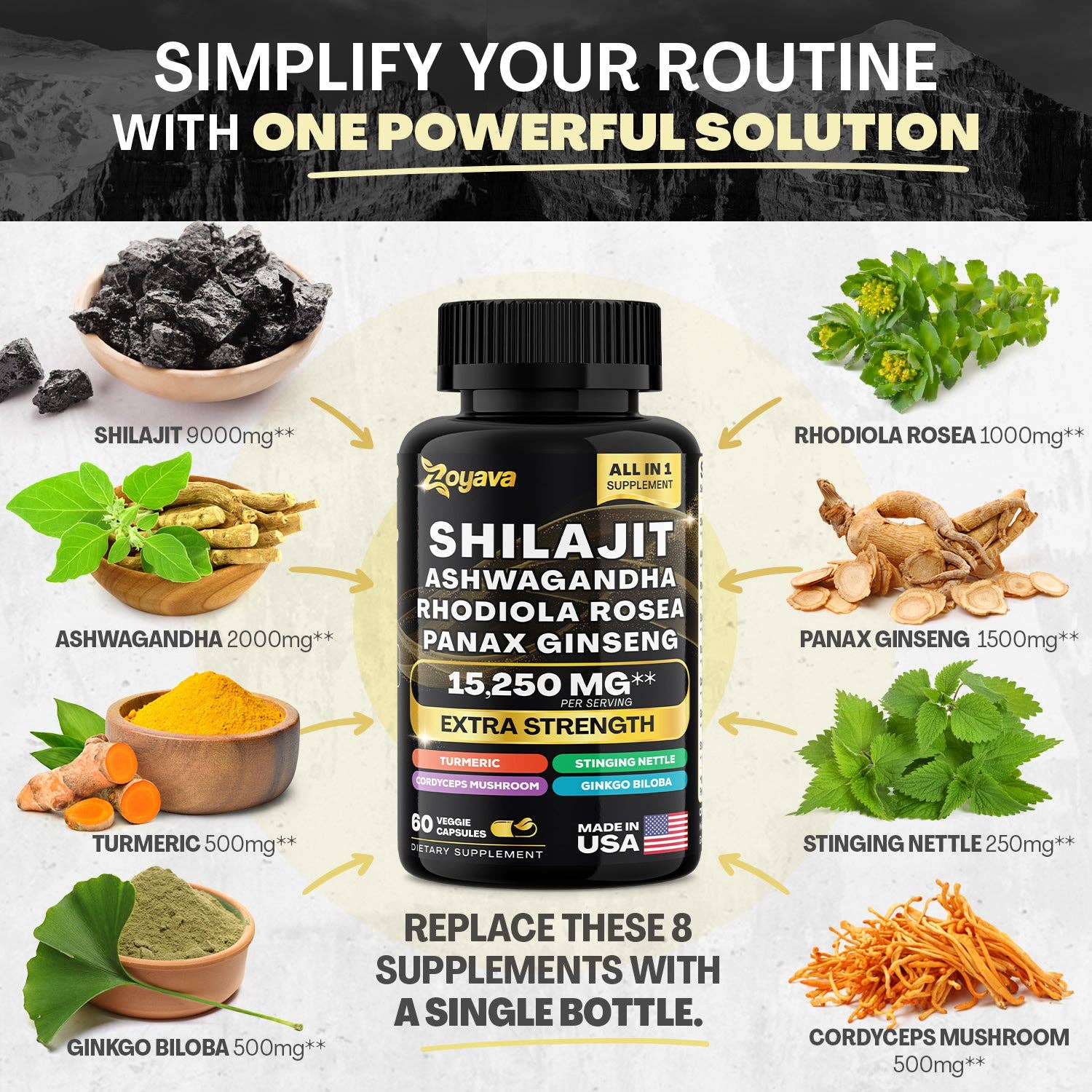 Zoyava - Wholesale Oral Supplement/Vitamin - Shilajit Power ShilaStrength Blend - 15,250MGs5