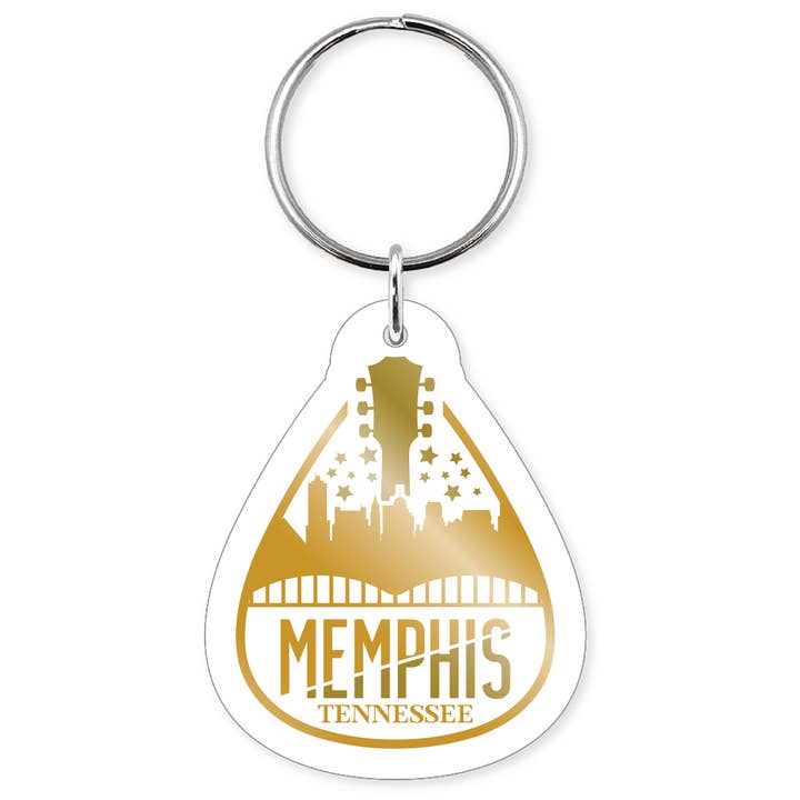 Morris Magnets - Wholesale Keychain – Unisex - Keychain - Tennessee Memphis Tan Guitar Pick3